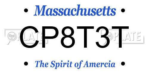 CP8T3T Massachusetts License Plate