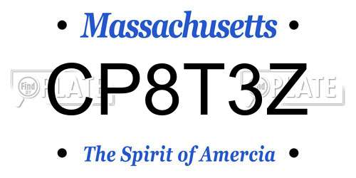 CP8T3Z Massachusetts License Plate