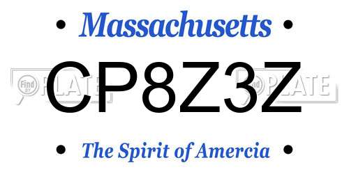 CP8Z3Z Massachusetts License Plate