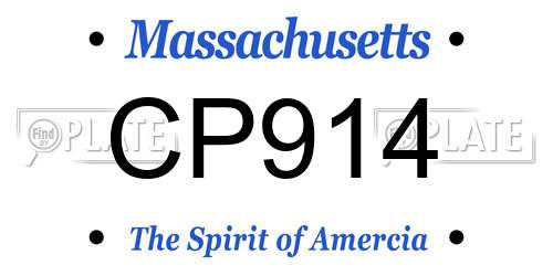 CP914 Massachusetts License Plate