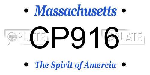 CP916 Massachusetts License Plate