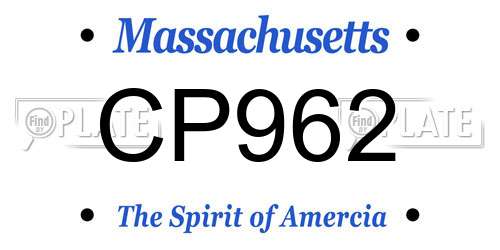 CP962 Massachusetts License Plate