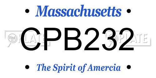 CPB232 Massachusetts License Plate