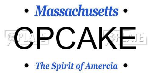 CPCAKE Massachusetts License Plate