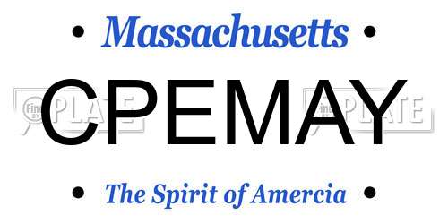 CPEMAY Massachusetts License Plate