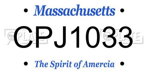 CPJ1033 Massachusetts License Plate