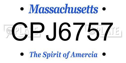 CPJ6757 Massachusetts License Plate