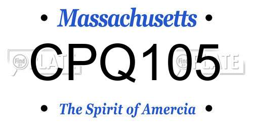 CPQ105 Massachusetts License Plate