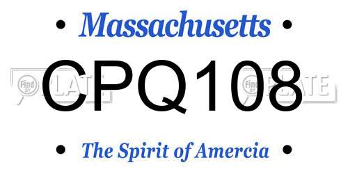 CPQ108 Massachusetts License Plate