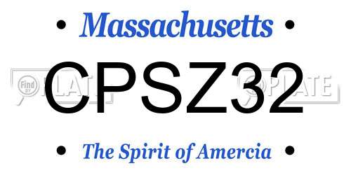 CPSZ32 Massachusetts License Plate
