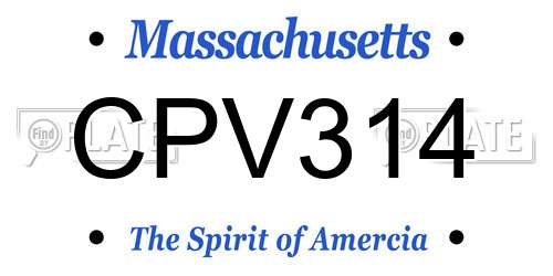 CPV314 Massachusetts License Plate