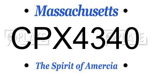 CPX4340 Massachusetts License Plate
