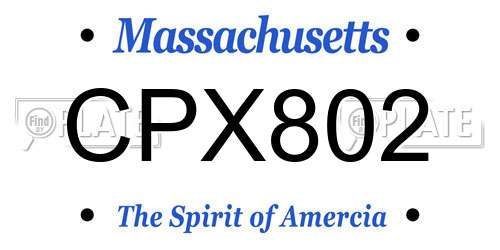 CPX802 Massachusetts License Plate
