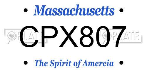 CPX807 Massachusetts License Plate