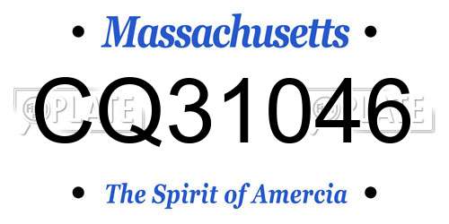 CQ31046 Massachusetts License Plate