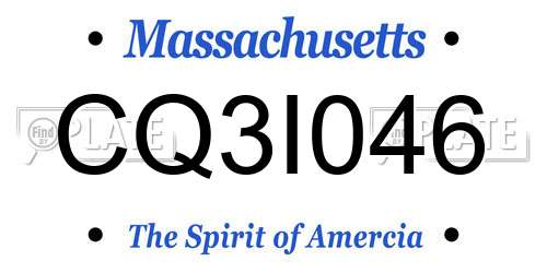 CQ3I046 Massachusetts License Plate