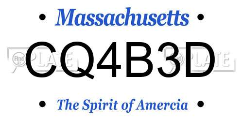 CQ4B3D Massachusetts License Plate