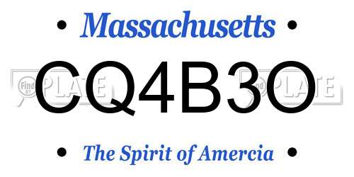 CQ4B3O Massachusetts License Plate