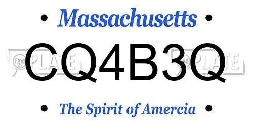 CQ4B3Q Massachusetts License Plate