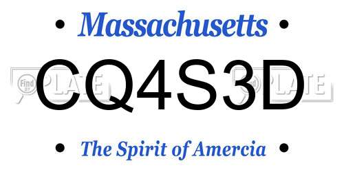 CQ4S3D Massachusetts License Plate
