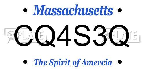 CQ4S3Q Massachusetts License Plate
