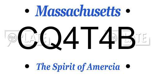 CQ4T4B Massachusetts License Plate