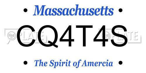 CQ4T4S Massachusetts License Plate