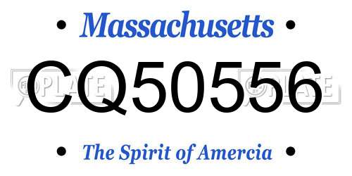CQ50556 Massachusetts License Plate