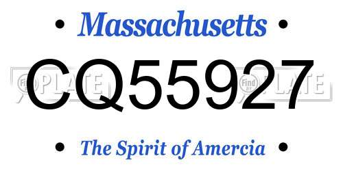 CQ55927 Massachusetts License Plate