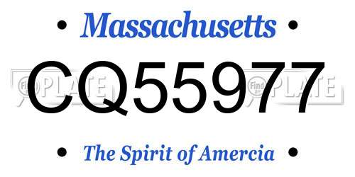 CQ55977 Massachusetts License Plate