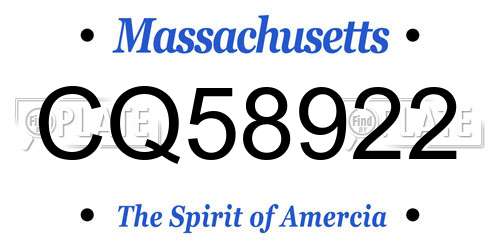 CQ58922 Massachusetts License Plate