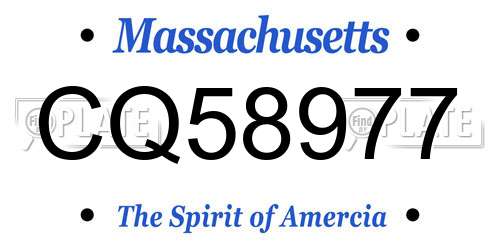 CQ58977 Massachusetts License Plate