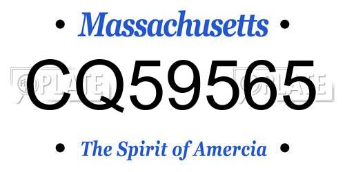 CQ59565 Massachusetts License Plate