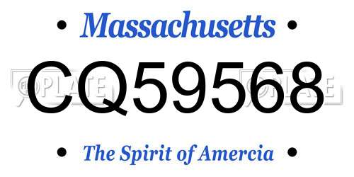 CQ59568 Massachusetts License Plate