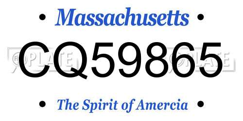 CQ59865 Massachusetts License Plate
