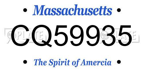 CQ59935 Massachusetts License Plate