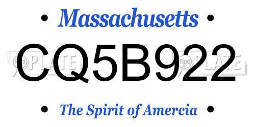 CQ5B922 Massachusetts License Plate
