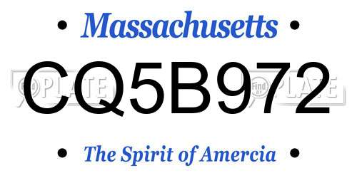 CQ5B972 Massachusetts License Plate
