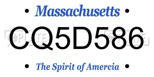 CQ5D586 Massachusetts License Plate