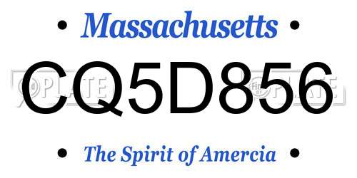 CQ5D856 Massachusetts License Plate