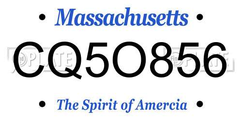 CQ5O856 Massachusetts License Plate