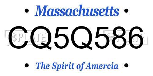 CQ5Q586 Massachusetts License Plate