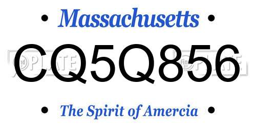 CQ5Q856 Massachusetts License Plate