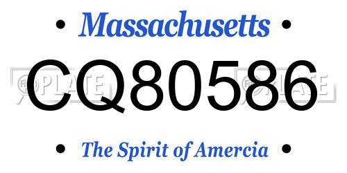CQ80586 Massachusetts License Plate