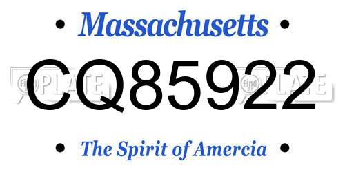 CQ85922 Massachusetts License Plate