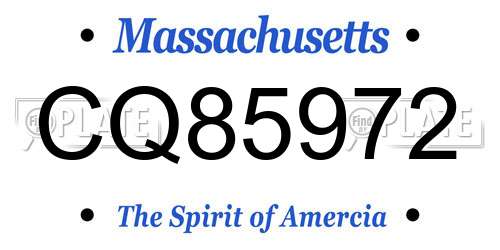 CQ85972 Massachusetts License Plate