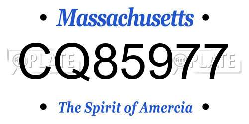 CQ85977 Massachusetts License Plate