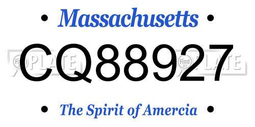 CQ88927 Massachusetts License Plate