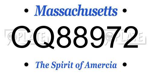 CQ88972 Massachusetts License Plate