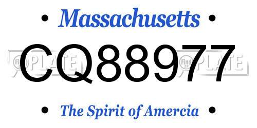 CQ88977 Massachusetts License Plate
